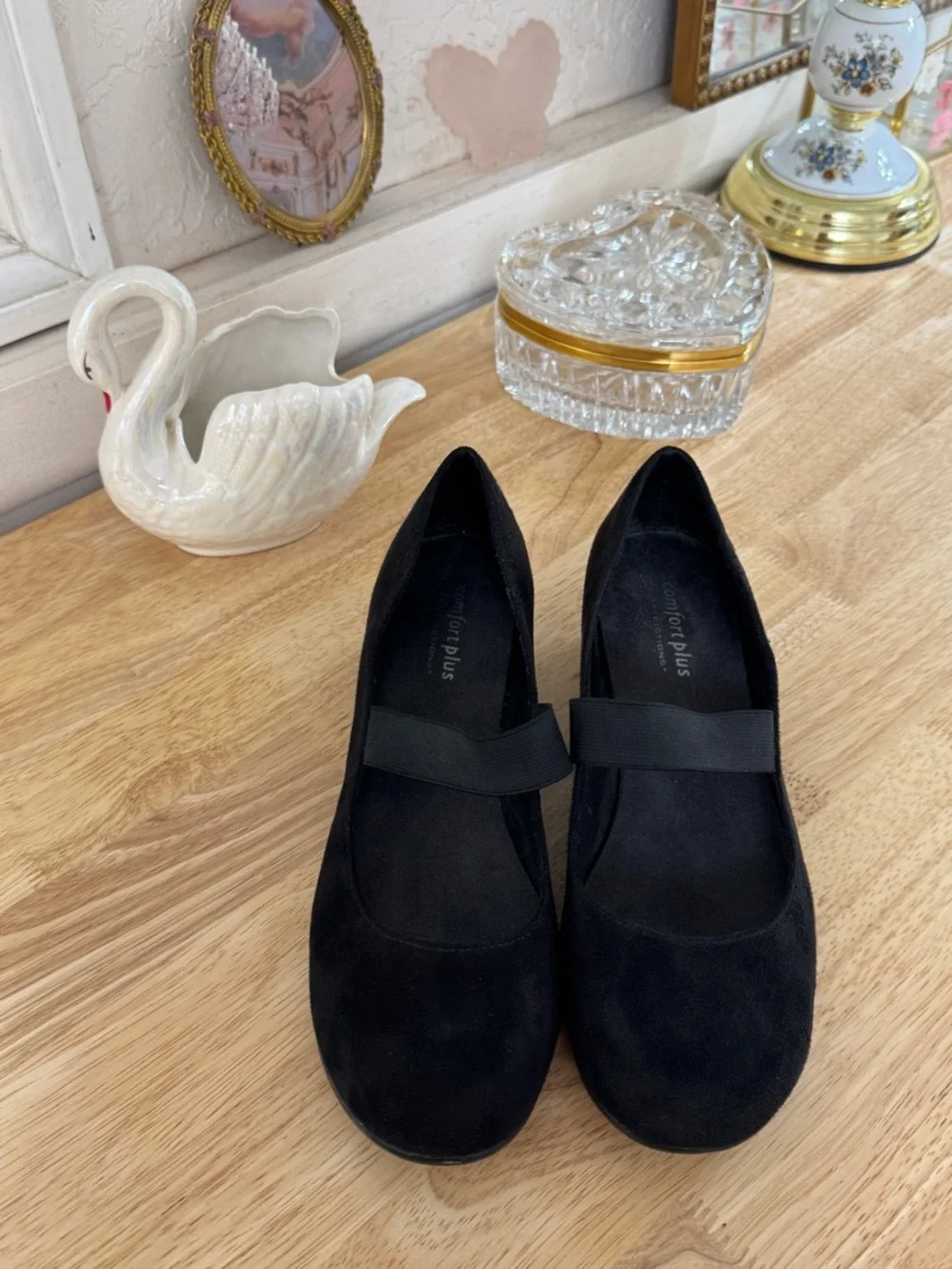 Vintage Y2K Classic Predictions Black Mary Jane Slip On Wedge Pumps Size 9 Retro